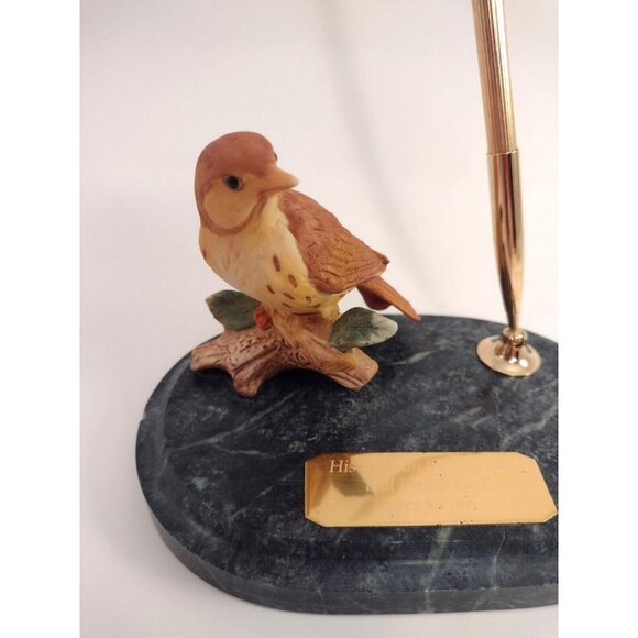 Sparrow Pen pencil holder figurine sculpture bible verse  Sparrow Marble Table Top Pen Holder Writing Desk Bird Christian Quotation God
